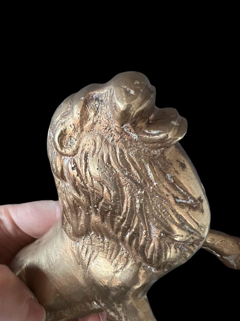 Vintage Brass Lion Statue - Etsy