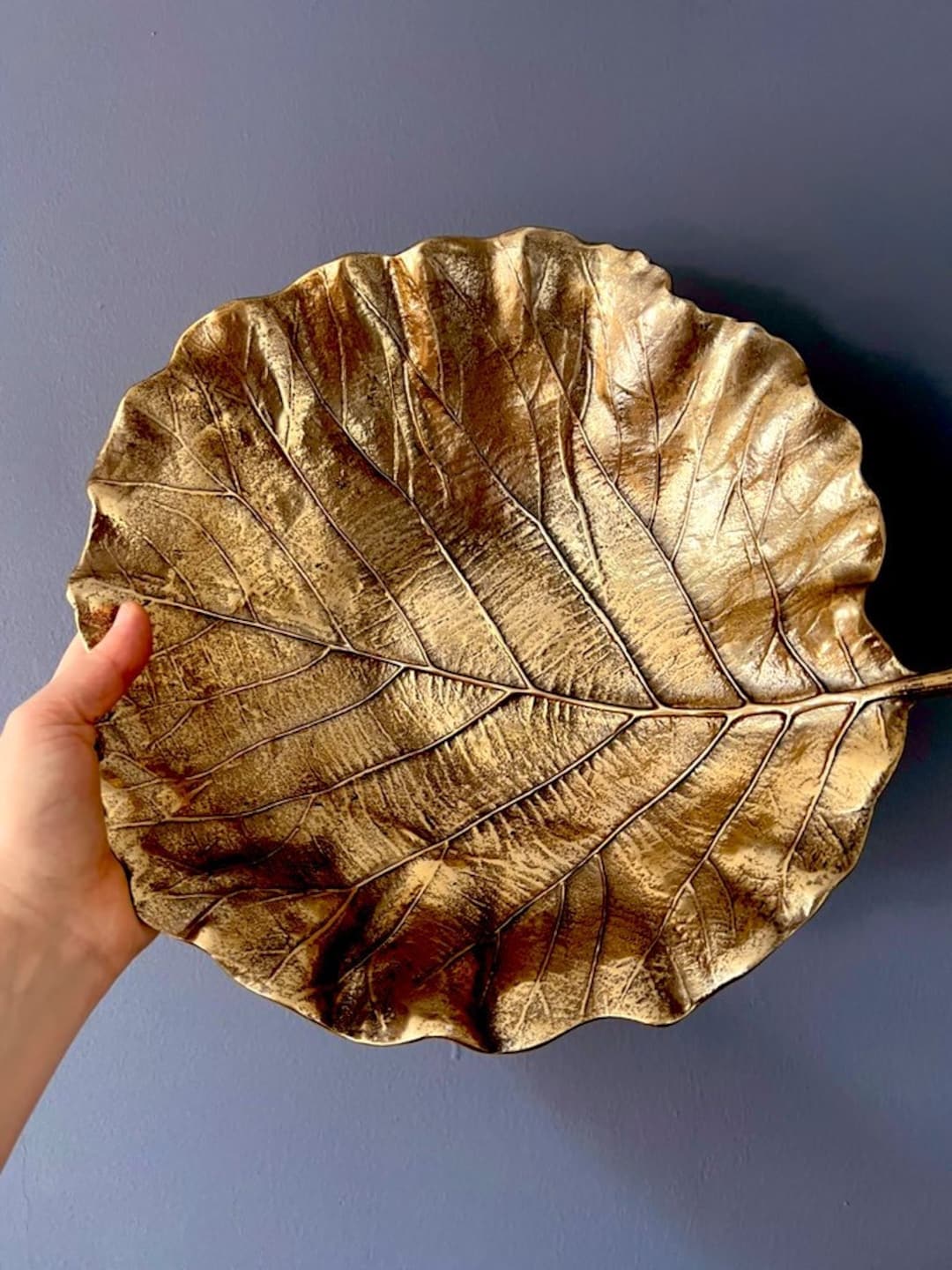 Beautiful Large Metal Leaf Bowl Etsy