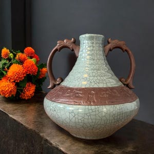 Unique Asian Vase with Handles