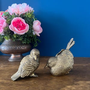 Pair of  Solid Brass VTG Bird Figurine