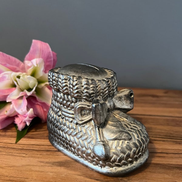 Vintage Silver Plated Baby Bootie Bank