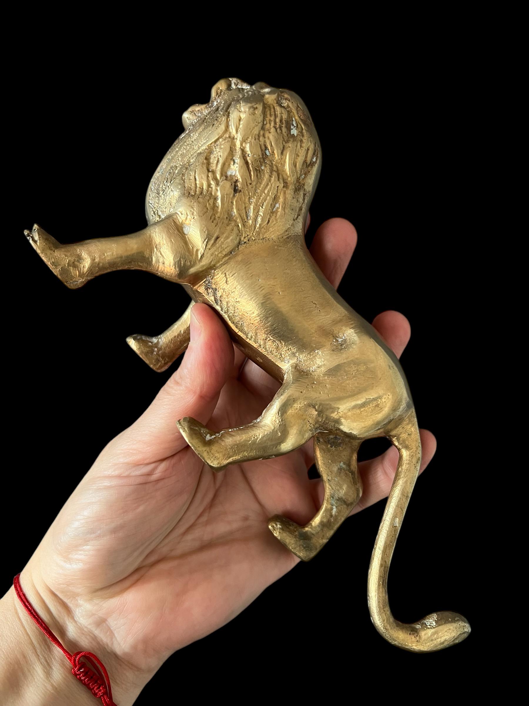 Vintage Brass Lion Statue - Etsy