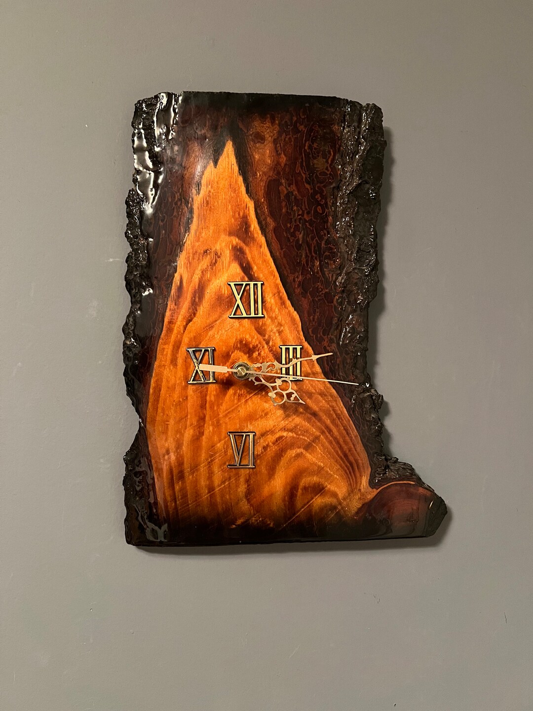 Vintage Burl Wood Wall Clock Etsy