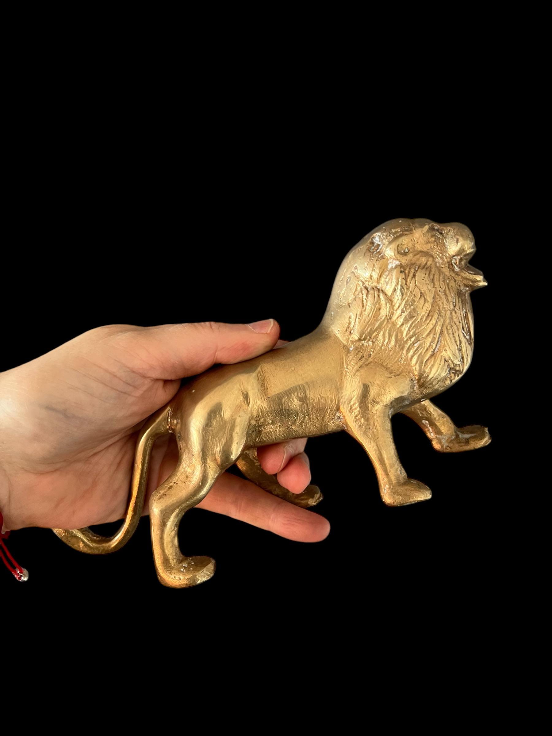 Vintage Brass Lion Statue - Etsy