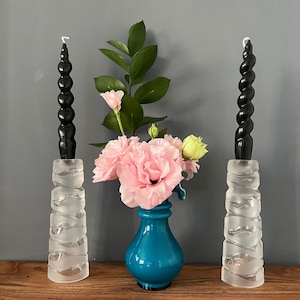 A Pair of Crystal Candlestick Holders by J. G. Durand