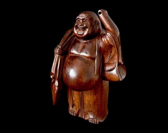 Vintage Hand Carved Wooden Buddha