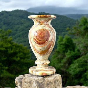 Vintage Big Onyx Stone Vase - Green Onyx Vase - Onyx Flower Vintage Big Onyx Stone Vase - Green Onyx Vase - Onyx Flower