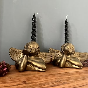 Antique Brass Cherub Candle Holders