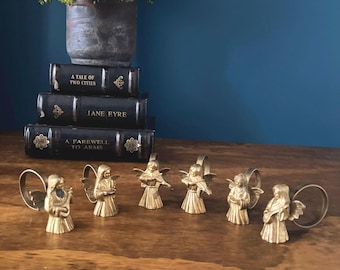 Set of 6 Brass Angel Napkin Rings