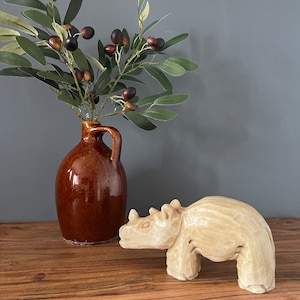 Vintage Hand Carved Stone Rhino