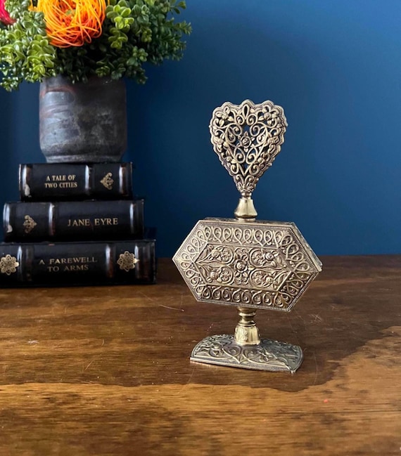Vintage Ornate Brass Perfume Bottle