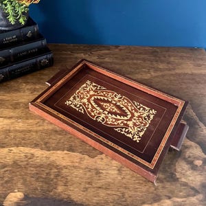 1960’s  Inlaid Wood Tray with Ornate Marquetry