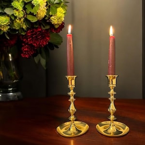 Pair of VTG Solid Brass Candle Holder