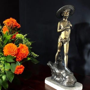 Antique Varlese Fishing Boy Sculpture