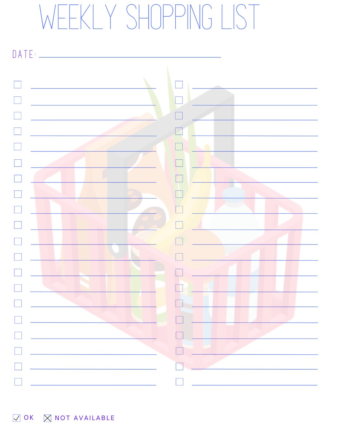 Printable Weekly Grocery Shopping List - Etsy