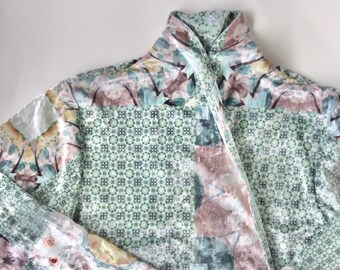 Organic and Sustainable Handmade Patchwork Fabric & Sustainable Velvet Floral Wrap Jacket