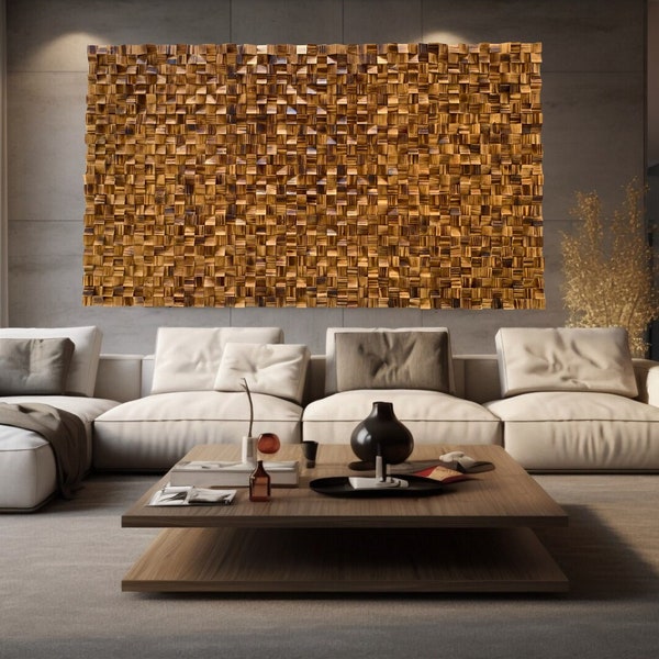Sound diffuser Wood Wall Art Mosaic large Wood Wall Art Acoustic panel Wood wall art Wood mosaic Sound wave art