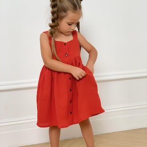 Sewing Pattern Girls Button Front Sundress with Pockets Size 9M-14Y