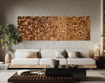 Sound diffuser Wood Wall Art Mosaic large Wood Wall Art Acoustic panel Wood wall art Home decor Wood mosaic Sound wave art