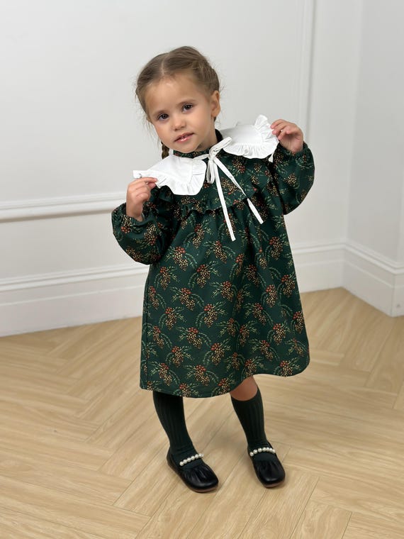 long sleeve trapeze dress pattern Girls Trapeze Dress Pattern with Bishop Sleeves and Detachable Collar