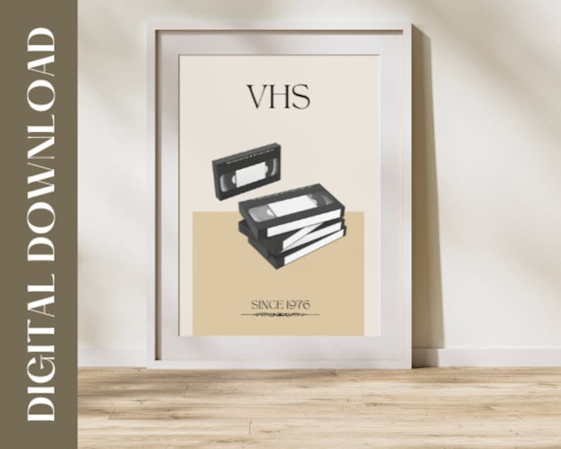 Retro VHS Cassette Tape Poster | Abstract Boho Wall Art (digital Print ...