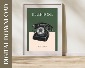 Antique Dial Telephone Poster | Retro Wall Art (Digital Print)