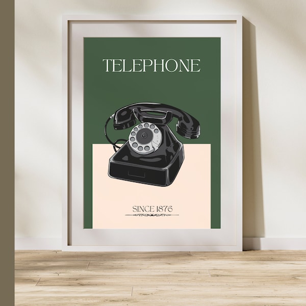 Antique Dial Telephone Vintage Poster Digital Print | Boho Art | Retro Wall Decor | Instant Download Vintage Poster | Printable Wall Art