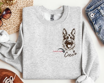 Custom German Shepherd Sweater, German shepherd dog owner gift, Shepherd Outline shirt, German Shepherd mom, Personalized shepherd shirt
