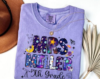 Fifth Grade teacher Shirt Outer space theme shirts Back to school shirts First Day of school shirt Galaxy 5th grade teacher tees Planet tee