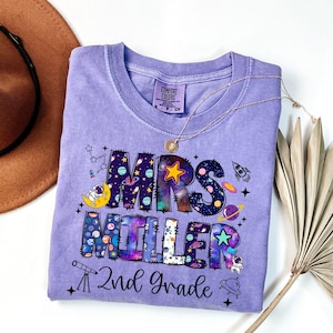 Second Grade teacher Shirt Outer space theme shirts Back to school shirts First Day of school shirt Galaxy 2nd grade teacher tees Planet tee