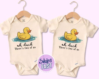Oh duck there's two of us Onesie® for twins Funny twin bodysuits Twin ducks outfit Matching twin outfits