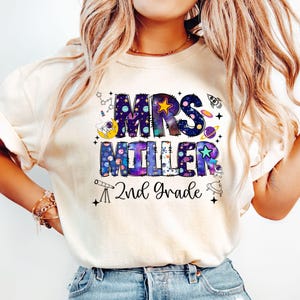 Second Grade teacher Shirt Outer space theme shirts Back to school shirts First Day of school shirt Galaxy 2nd grade teacher tees Planet tee