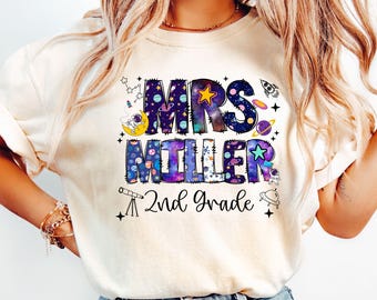 Second Grade teacher Shirt Outer space theme shirts Back to school shirts First Day of school shirt Galaxy 2nd grade teacher tees Planet tee
