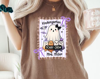 Funny Halloween Teacher shirt, Funny Teacher ghost shirt, Teacher Halloween Crew shirts Kindergarten ghost shirt spooky teacher shirt ghosts