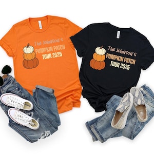 Pumpkin Crew patch shirts, Family pumpkin shirts Matching fall shirts Family fall pumpkin patch tees, Custom name pumpkin patch shirts