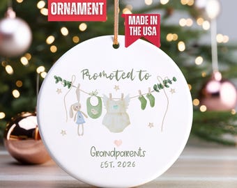 Promocionado a los abuelos, adorno para los abuelos, ropa de bebé, revelación del bebé, regalo para los abuelos, regalo para los nuevos abuelos, anuncio del bebé