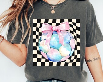 Women Soccer shirt, Retro Soccer ball Shirt, Soccer gift, Trendy soccer tee, Cute Female soccer shirt, Soccer Coach shirt, Pastel soccer tee