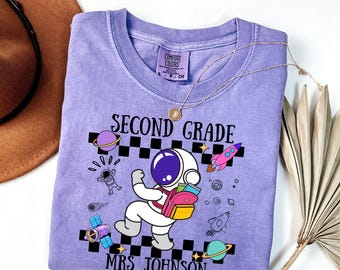 Second Grade teacher Shirt Outer space theme shirts Back to school shirts First Day of school shirt Galaxy 2nd grade teacher tees Planet tee
