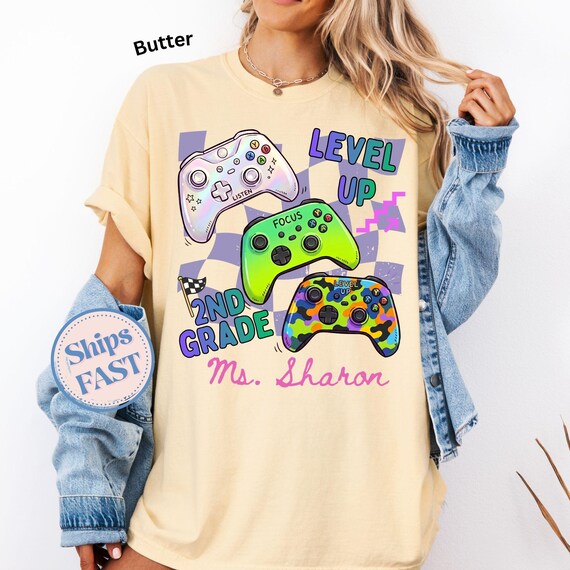 2nd grade teacher shirts Level Up teacher shirt Gaming teacher matching shirts Back to school teacher shirts Gaming teacher theme shirts