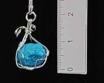 Chrysocolla natural stone keychain