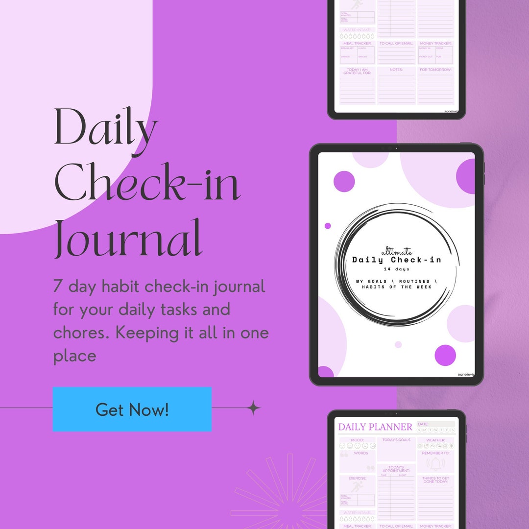 One Week, Daily Habit Check-in Planner, Anxiety, ADHD, for Organization ...