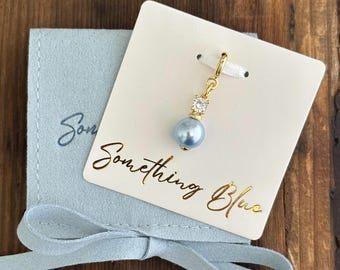 Unique Something Blue for Bride Pearl Bouquet Charm, 14K gold coated | Austrian Crystal Pearl. Bridal Shower Gifts. Bridal Wedding Accessory