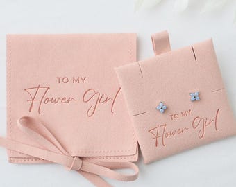 Flower girl gift blue flower earrings dusty blue something blue for flower girl wedding day gift flower girl proposal gift from bride