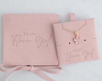 Flower Girl Jewelry Gift 14K Gold Flower Necklace Bracelet Dainty Flower Girl Proposal Gift Box Basket Wedding Dress Accessories Special Kee