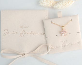 Junior Bridesmaid Gift Crystal Flower Necklace Junior Bridesmaid Bracelet Junior Bridesmaid Jewelry To My Junior Bridesmaid Gift Wedding Kee