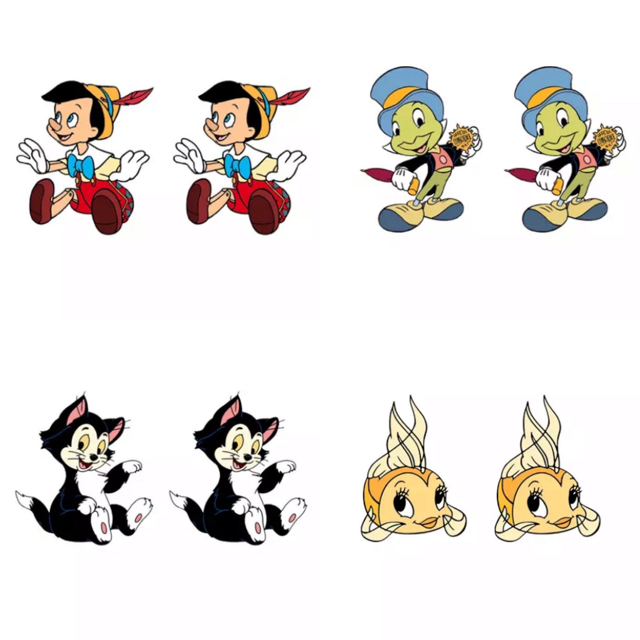 Pinocchio Character Stud Earrings \ Classic Disney Movie Inspired Jewelry \ Real Boy Puppet Jiminy Cricket Figaro Cat Cleo Fish Gifts