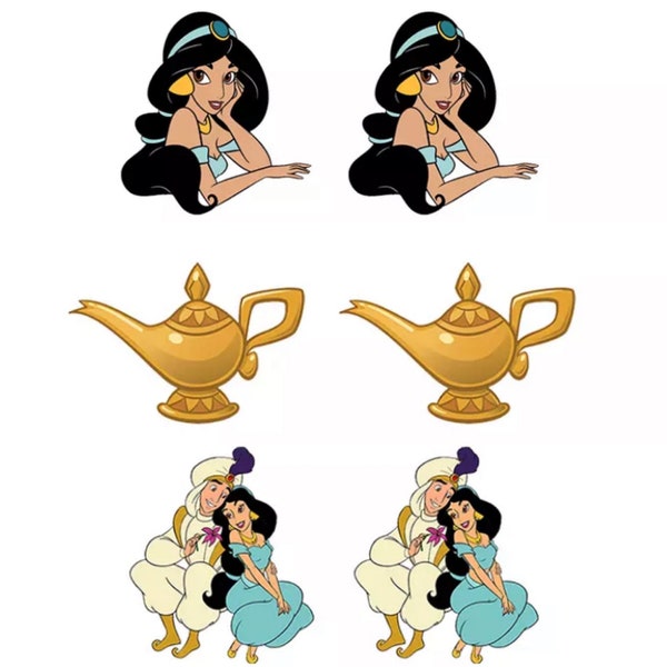 Aladdin Character Stud Earrings Trio \ 90s Disney Princess Movie Inspired Jewelry \ Jasmine Genie of the Lamp Magic Carpet Agrabah Gifts