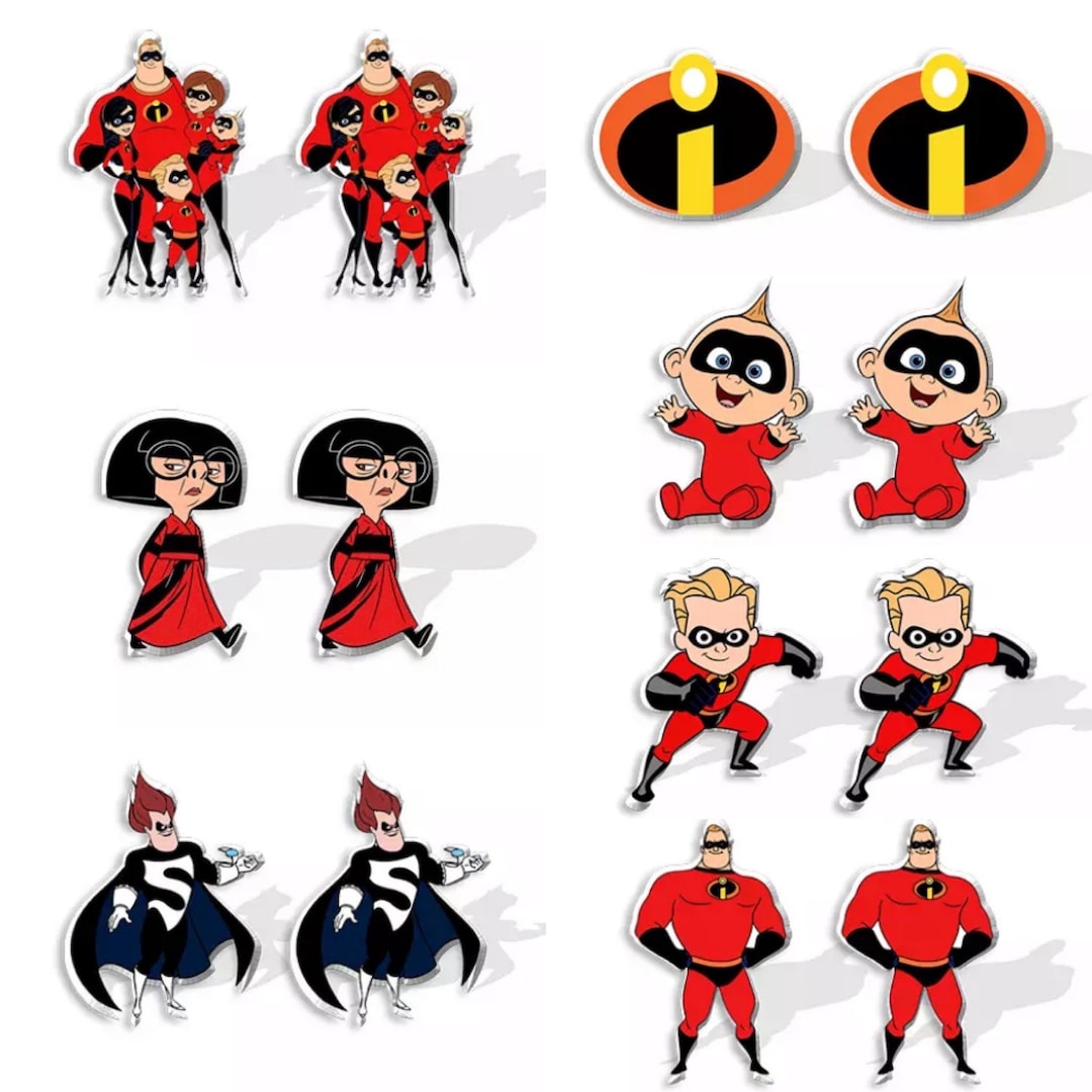 The Incredibles Character Stud Earrings disney Pixar Movie Inspired