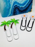 Palm Tree and Lilly Jumbo Paperclip | Novelty Embellished Paper Clip | Bedazzled | Sold Individually or Set of 3 | Physical Product