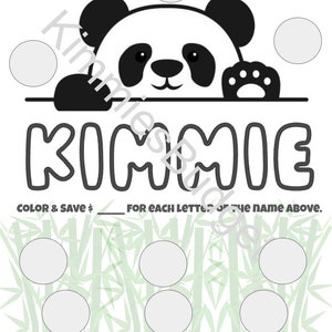 Hello Panda Sfida di risparmio personalizzata Colora e risparmia / Gratta e risparmia